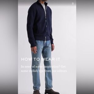 Mr P. 100% Cashmere Zip-Up Jacket – Navy – Size M